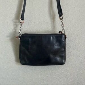 MARGOT small New York black leather crossbody bag purse